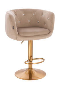 HR333CW Scaun Catifea Latte cu Bază Aurie
