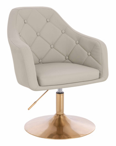 HR831N Scaun Ecru Piele Ecologica Premium Soft cu Bază Aurie