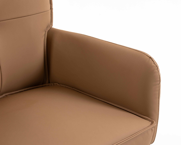 HR250W Scaun Piele Ecologică Premium Soft Culoare Caramel Bază Aurie