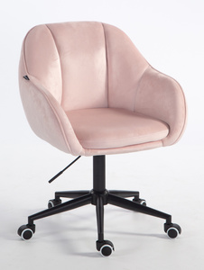 HR12055K Scaun Roz Pudra din Catifea cu Bază Neagră