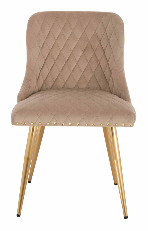 HR940 Scaun cu picioare aurii Latte din Catifea