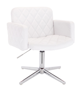 HC802CROSS Scaun Alb din Piele Ecologica cu Bază Cromata