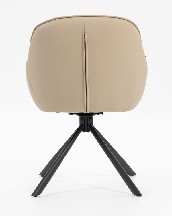 HR2055 BAZĂ STEA Scaun Crem din Piele Ecologica cu Bază Neagră