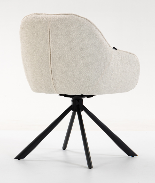 HR2055 BAZĂ STEA Scaun Crem din Boucle cu Bază Neagră