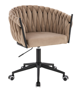 HR750K Scaun Latte din Catifea cu Bază Neagră