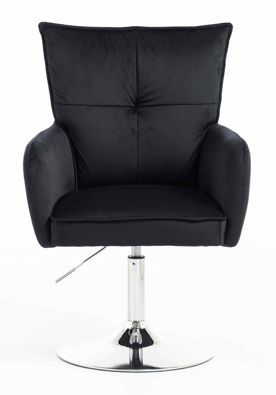HR250N Scaun Catifea Neagră Bază Cromata