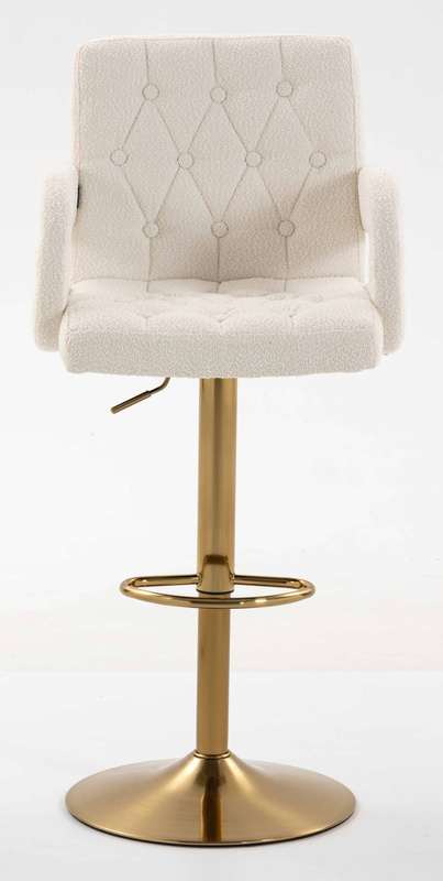 HR8404W Scaun Crem Boucle cu Bază Aurie