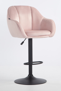 HR12055W Scaun Roz Pudra din Catifea cu Bază Neagră