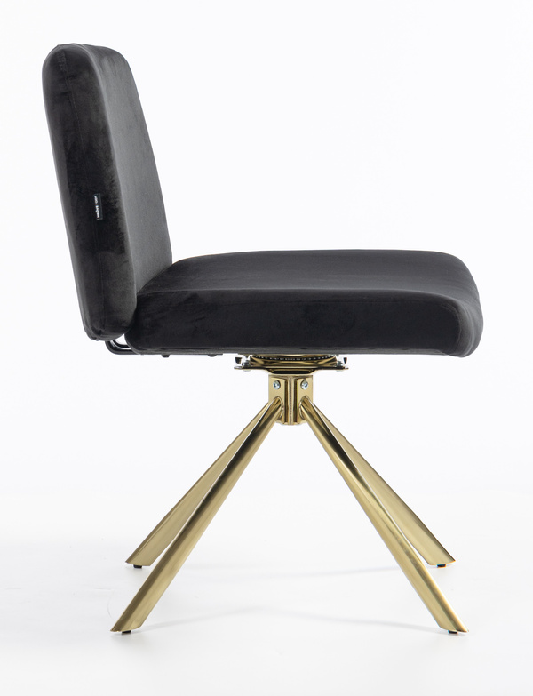 HR150 BAZĂ STEA Scaun Neagră din Catifea cu Bază Aurie