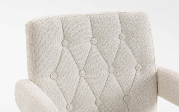 HR8404KW Scaun Crem Boucle cu Bază Aurie