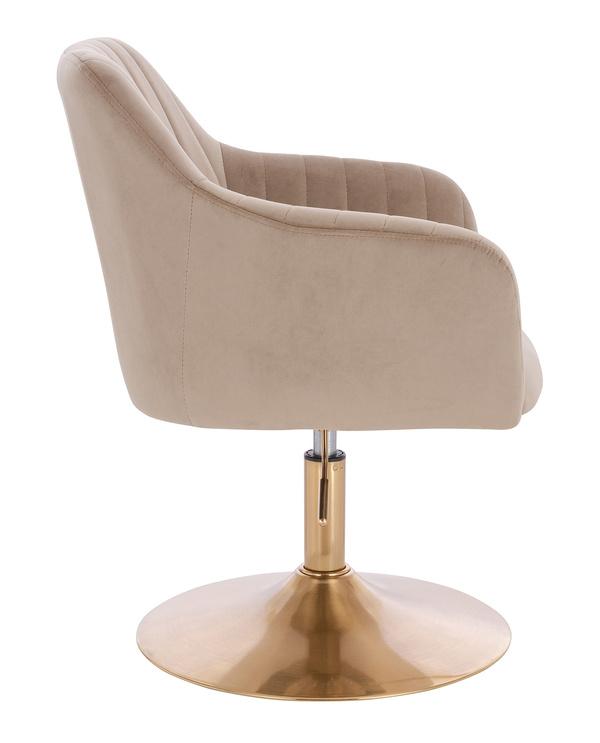 HR190N Scaun Latte Pudra din Catifea cu Bază Aurie