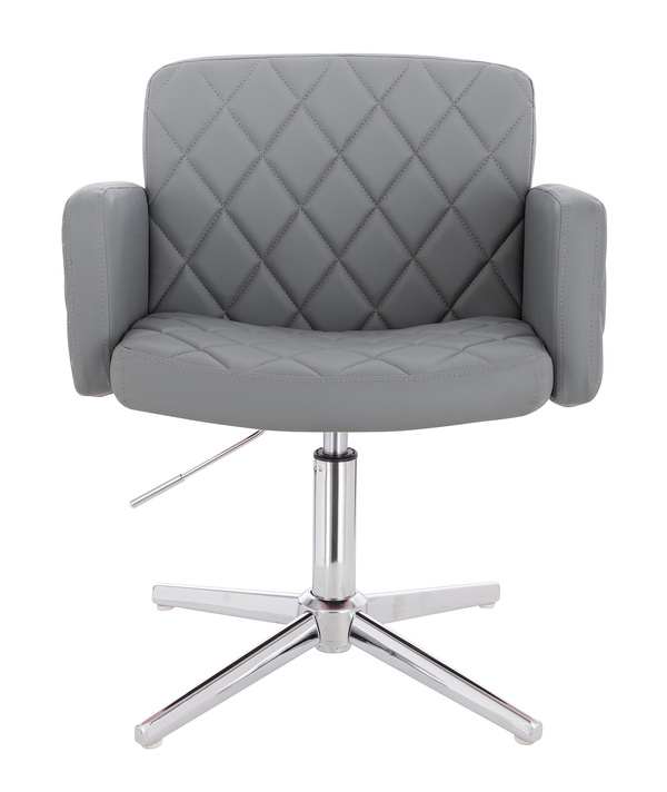 HR802CROSS Scaun Gri din Piele Ecologica cu Bază Cromata