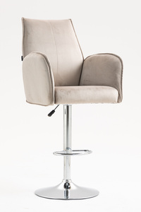 HR280W Scaun Latte din Catifea cu Bază Cromata