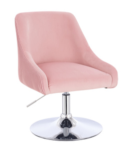 HR920N Scaun Roz Pudra din Catifea cu Bază Cromata