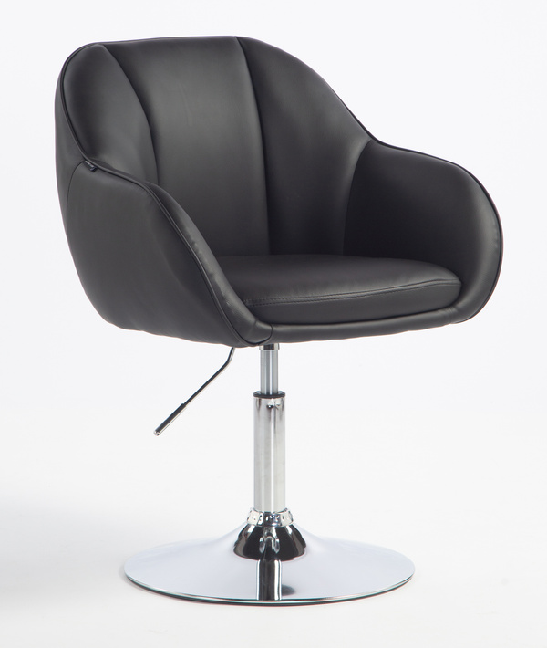 HR2055N Scaun Neagră din Piele Ecologica cu Bază Cromata