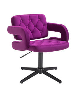 HR8403CROSS Scaun Fucsia Catifea cu Bază Neagră