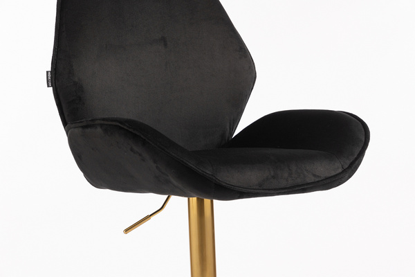 HR350KW Scaun Neagră din Catifea Bază Aurie