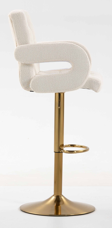 HR8404W Scaun Crem Boucle cu Bază Aurie