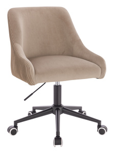 HR920K Scaun Latte din Catifea cu Bază Neagră