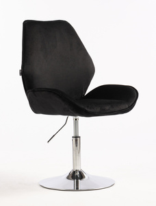 HR350N Scaun Neagră din Catifea Bază Cromata