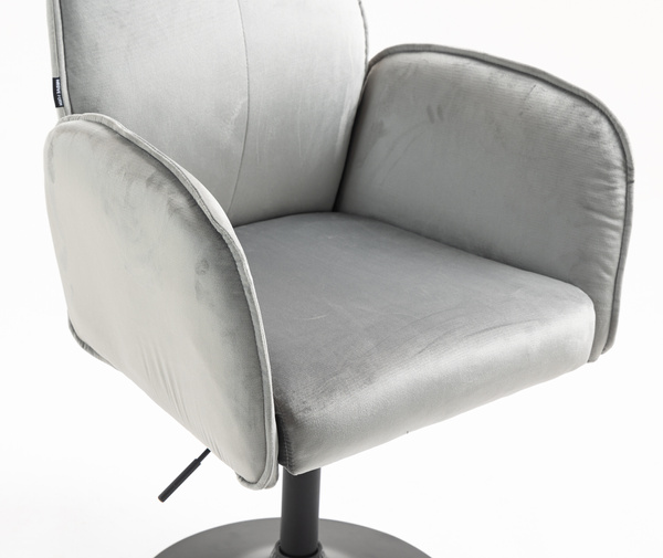 HR280N Scaun Gray din Catifea cu Bază Neagră