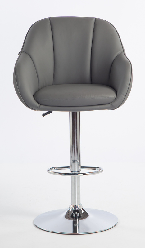 HR2055W Scaun Gri din Piele Ecologica cu Bază Cromata