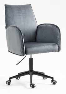 HR280K Scaun Grafit din Catifea cu Bază Neagră