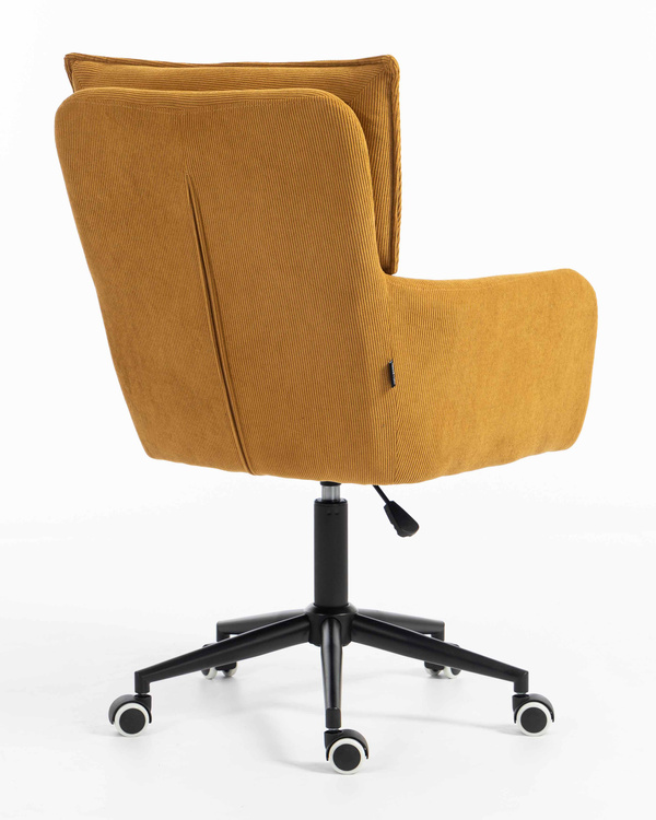 HR250K Scaun Catifea Reiată Premium Ruloare Curry Galben Bază Neagră