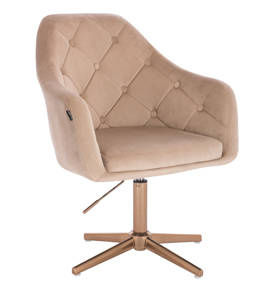 HR831CROSS Scaun Catifea Latte cu Bază Aurie