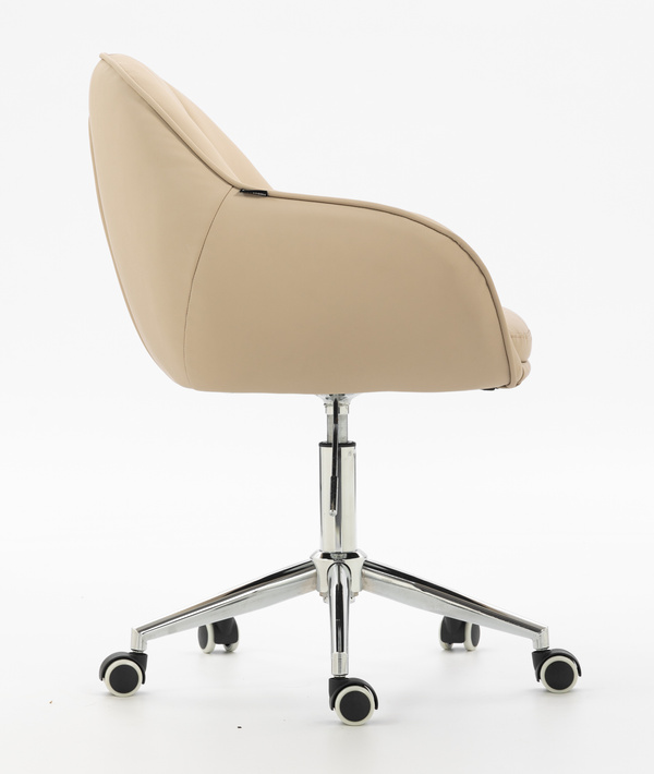 HR2055K Scaun Crem din Piele Ecologica cu Bază Cromata