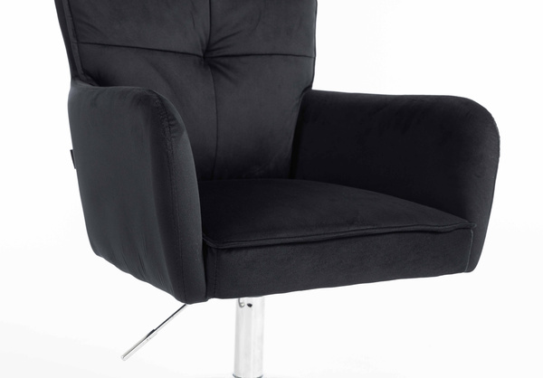 HR250K Scaun Catifea Neagră Bază Cromata