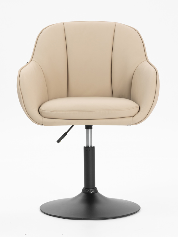 HR2055N Scaun Crem din Piele Ecologica cu Bază Neagră