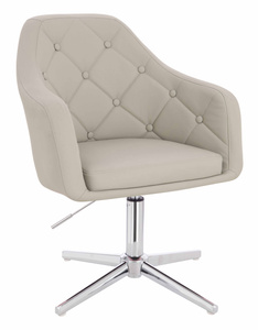 HR831CROSS Scaun Ecru Piele Ecologica Premium Soft cu Bază Cromata