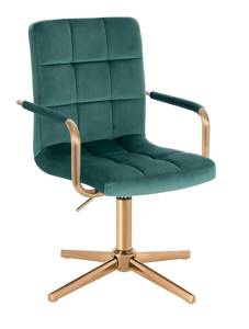 HC1015PCROSS Scaun Verde Catifea cu Bază Aurie