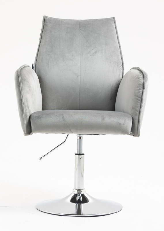 HR280N Scaun Gray din Catifea cu Bază Cromata