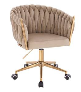 HR750K Scaun Latte din Catifea cu Bază Aurie
