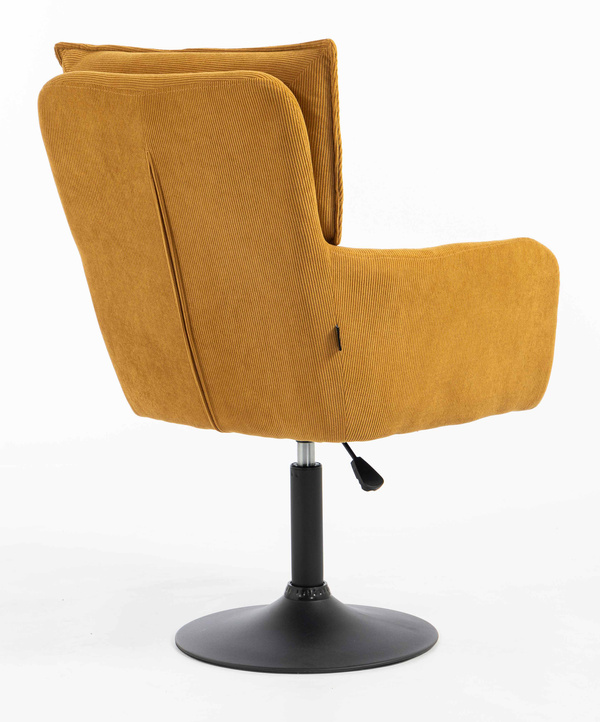 HR250N Scaun Catifea Reiată Premium Ruloare Curry Galben Bază Neagră