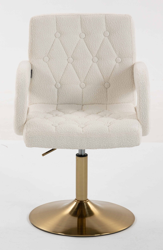 HR8404N Scaun Crem Boucle cu Bază Aurie