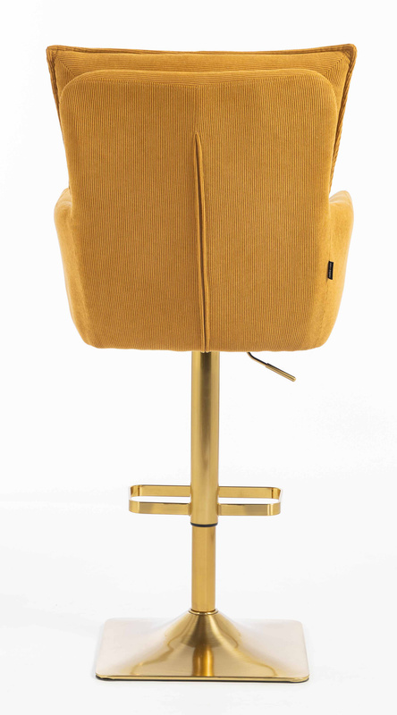 HR250KW Scaun Catifea Reiată Premium Ruloare Curry Galben Bază Aurie