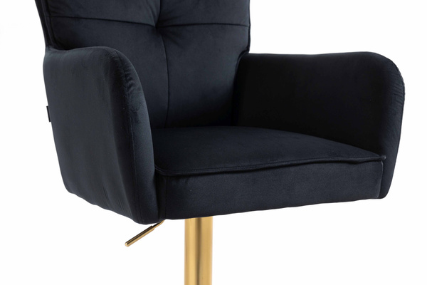 HR250W Scaun Catifea Neagră Bază Aurie