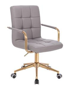 HC1015KP Scaun Gri Piele Ecologica Bază Aurie
