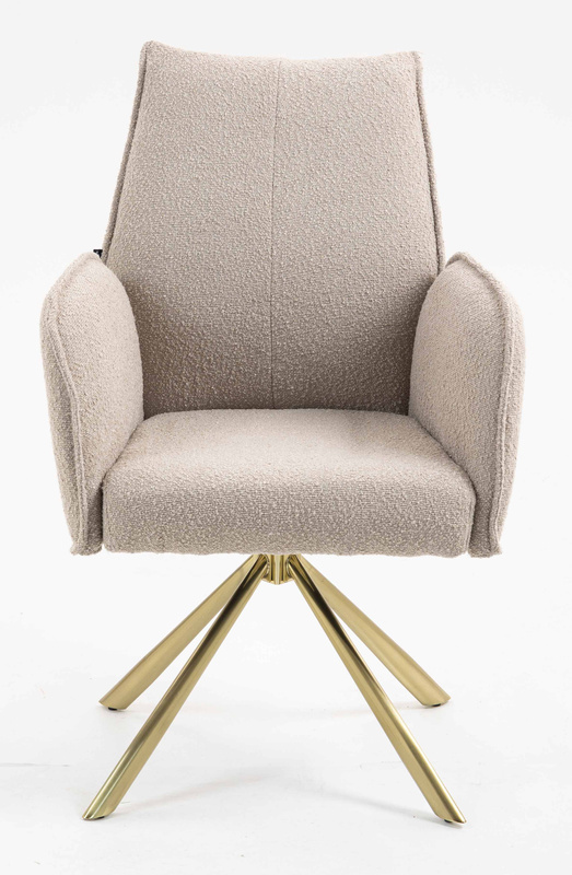 HR280 BAZĂ STEA Scaun Latte Boucle cu Bază Aurie