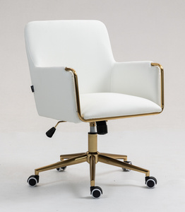 HR4318K Scaun Alb Piele Ecologica cu Bază Aurie