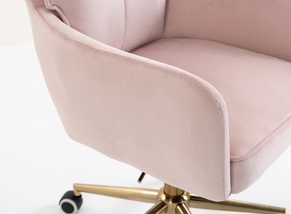 HR250K Scaun Catifea Roz Pudra Bază Aurie