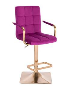 HC1015WP Pătrat Scaun Fucsia Catifea cu Bază Aurie