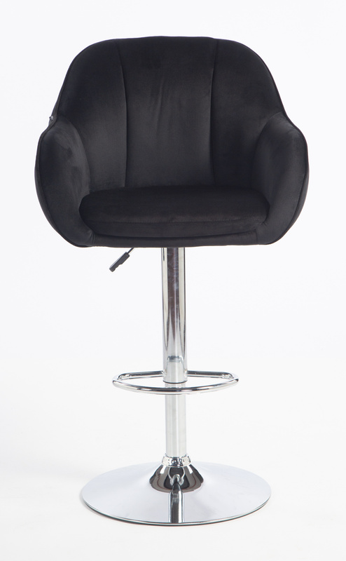 HR2055W Scaun Neagră din Catifea cu Bază Cromata