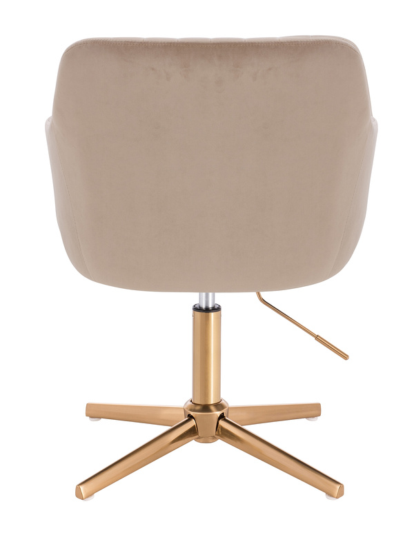 HR190CROSS Scaun Latte Pudra din Catifea cu Bază Aurie