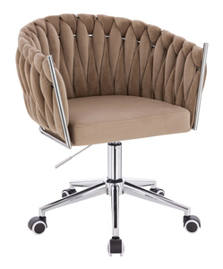 HR750K Scaun Latte din Catifea cu Bază Cromata