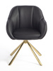 HR2055N Scaun Neagră din Piele Ecologica cu Bază Aurie