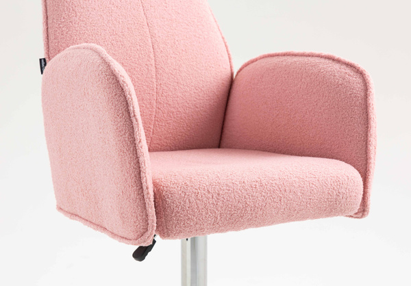 HR280W Scaun Roz Pudra Boucle cu Bază Cromata